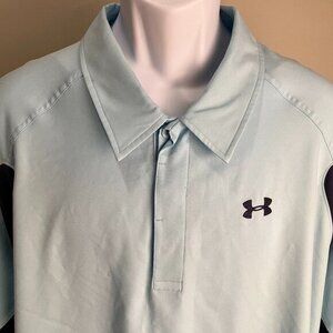 Under Armour Men's blue on blue short sleeve heatgear golf polo shirt 3XL XXXL